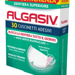Algasiv 30 Cuscinetti Adesivi Dentiera Superiore 30 Pezzi
