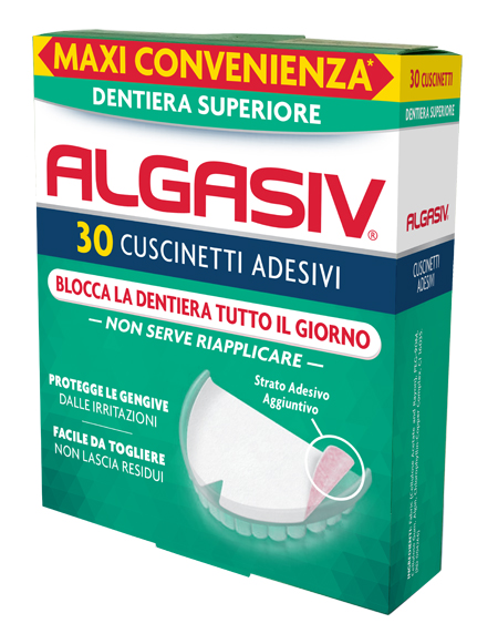 Algasiv 30 Cuscinetti Adesivi Dentiera Superiore 30 Pezzi