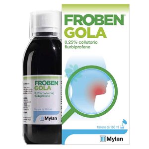 Froben Gola Collutorio 0,25% Flurbiprofene Trattamento Mal di Gola 160 Ml