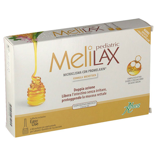 Aboca Melilax Pediatric Microclismi Stipsi Bambini e Neonati 6 Pezzi