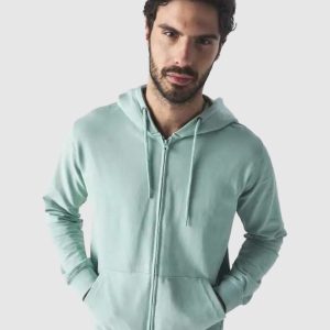 Felpa full zip con cappuccio in french terry