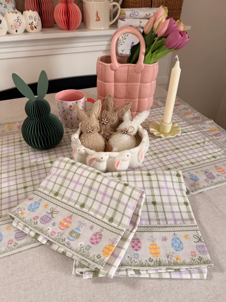 Coppia canovacci UOVA COLORATE in cotone con bordino