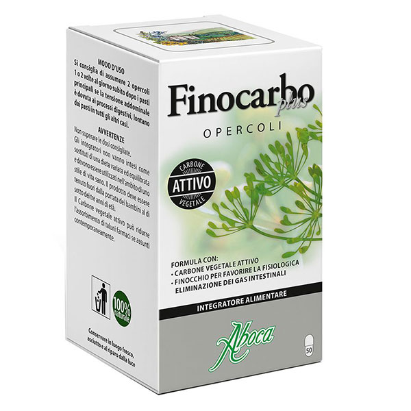 Aboca Finocarbo Plus Integratore Alimentare Eliminazione Gas Intestinale 50 Opercoli