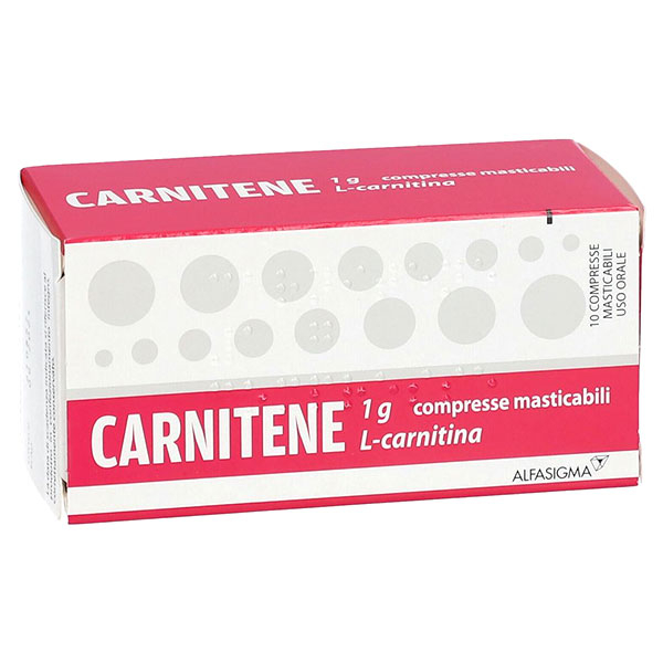 Carnitene 1g L-Carnitina Trattamento Deficienze di Carnitina 10 Compresse Masticabili