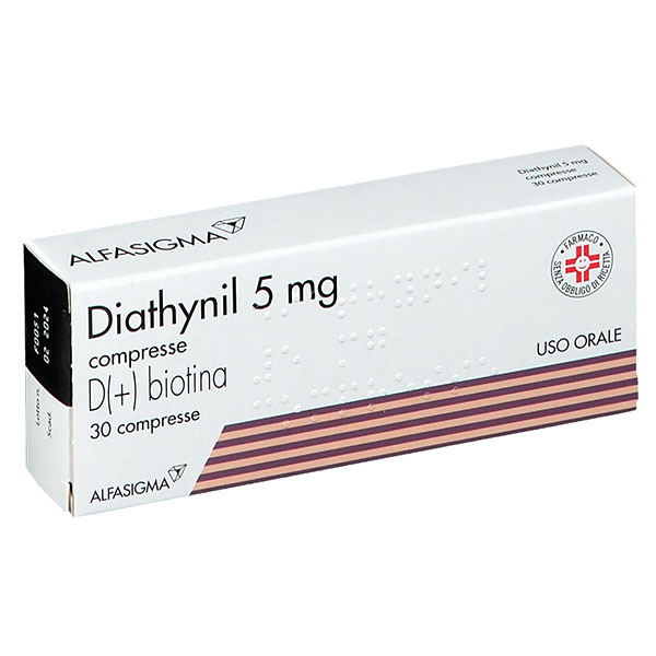 Diathynil 5 mg D(+) Biotina Trattamento Dermatite Seborroica 30 Compresse