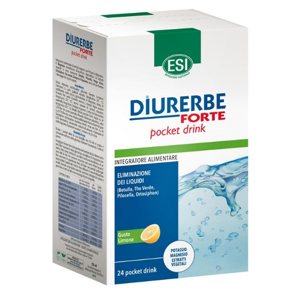 Esi Diurerbe Forte Integratore Alimentare Drenante 24 Pocket Drink Da 20 Ml