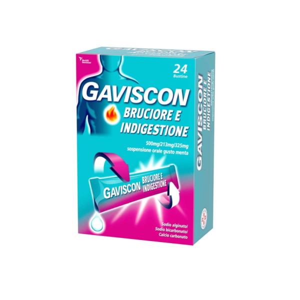 Gaviscon Bruciore e Indigestione Sospensione Orale Gusto Menta 500MG/213MG/325MG