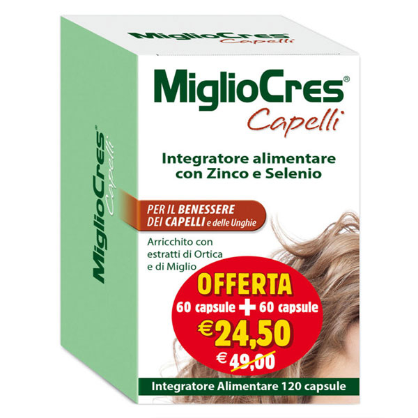 MiglioCres Integratore Alimentare Benessere Capelli E Unghie Promo 60+60 Capsule